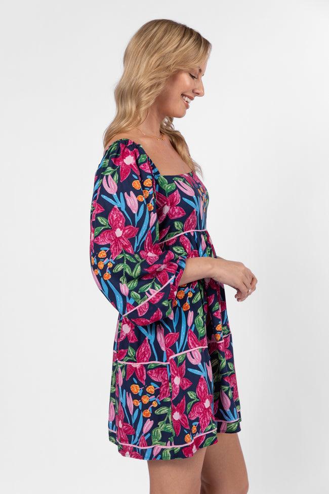 Good Karma Multi Floral Square Neck Dress Product Image