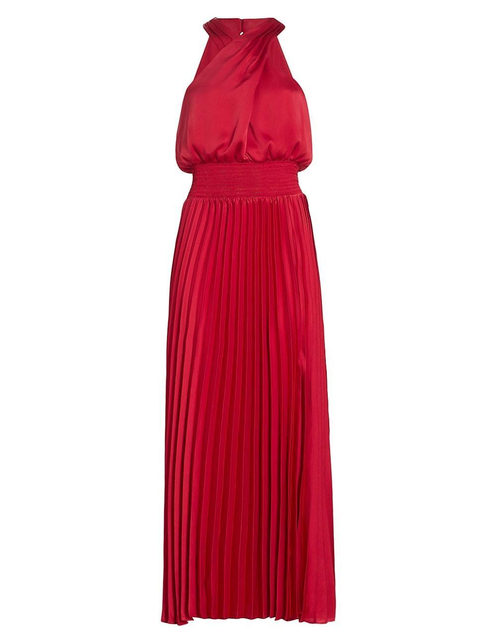 Womens Arina Halter Neck Pleated Maxi Dress product image