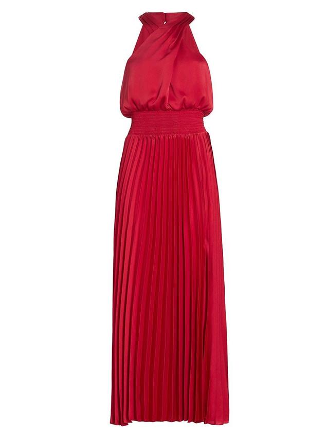 Womens Arina Halter Neck Pleated Maxi Dress Product Image