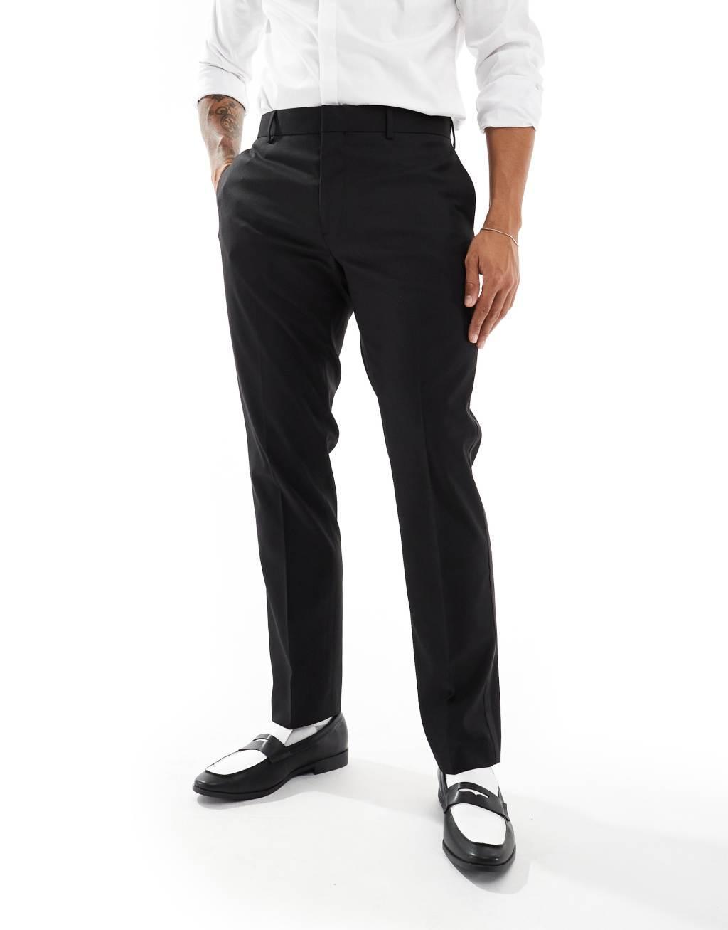 River Island tux suit pants in black Product Image