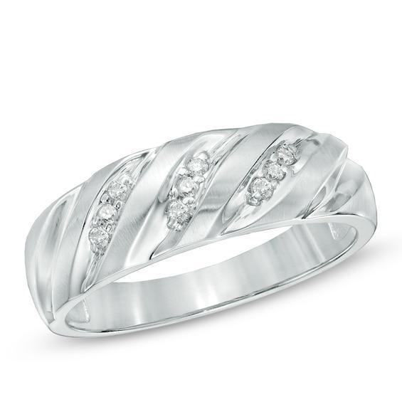 Men's 1/10 CT. T.w. Diamond Ring in 10K White Gold Product Image