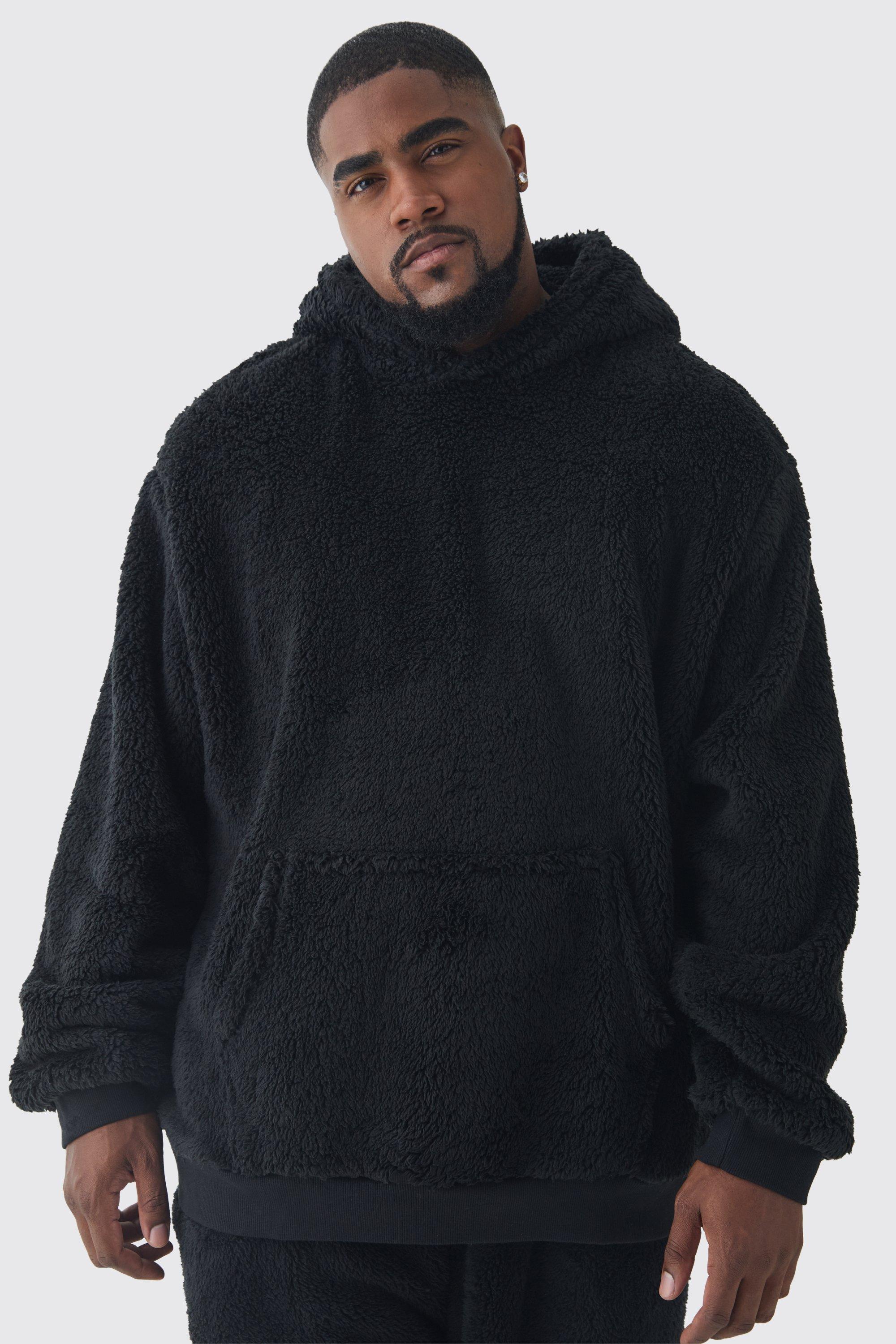 Plus Borg Oversized Hoodie | boohooMAN USA Product Image