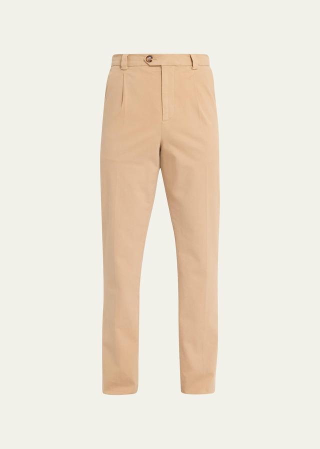 Mens Cashmere-Cotton Comfort Pleated Trousers Product Image