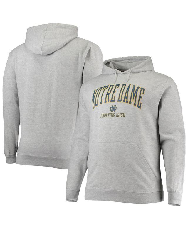 Mens Champion Heather Gray Notre Dame Fighting Irish Big and Tall Arch Over Logo Powerblend Pullover Hoodie Product Image