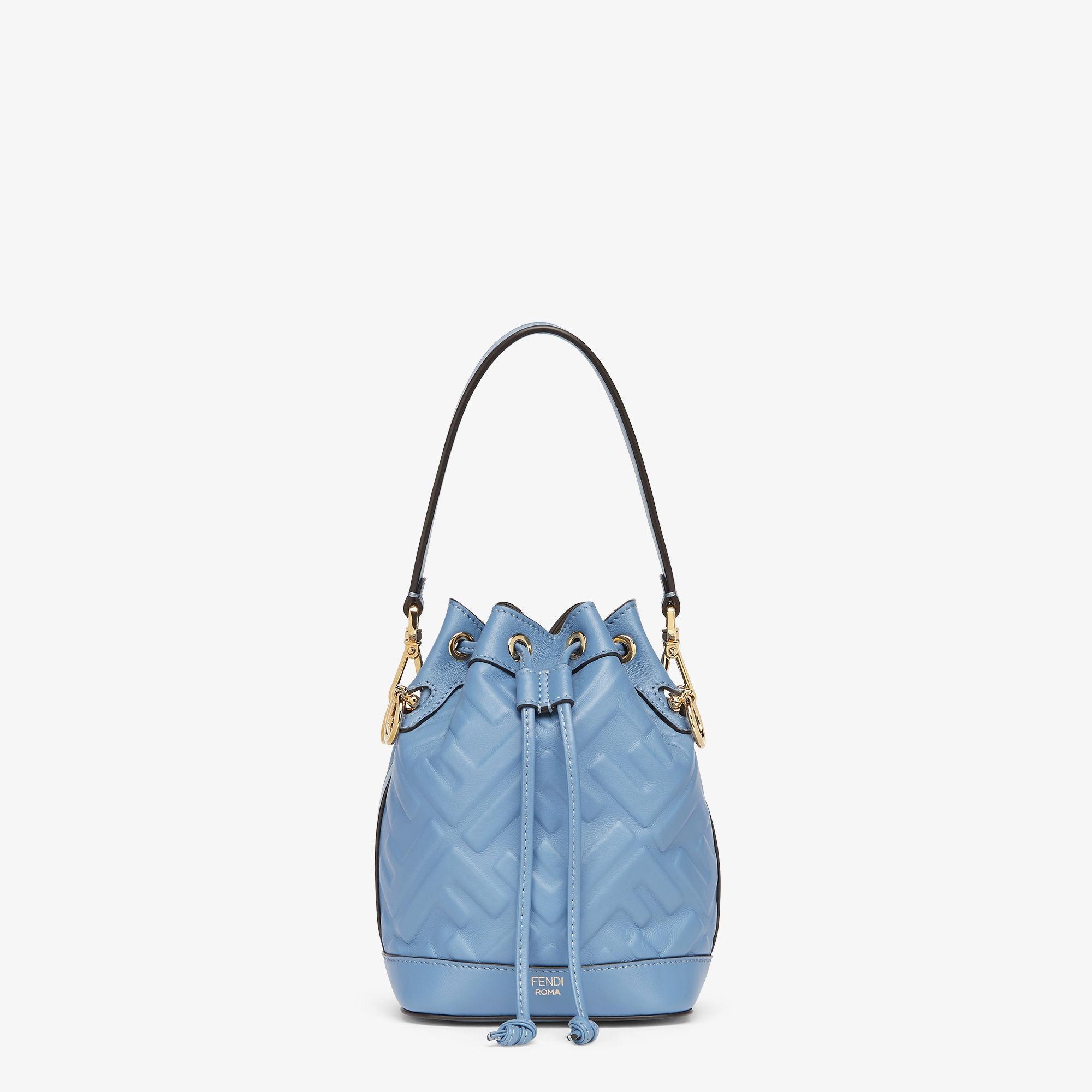 Mon TresorLight blue leather mini-bag with FF motif Product Image