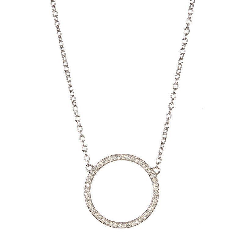 Adornia Silver Tone Cubic Zirconia Open Circle Necklace, Womens Product Image