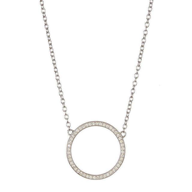 Adornia Silver Tone Cubic Zirconia Open Circle Necklace, Womens Product Image