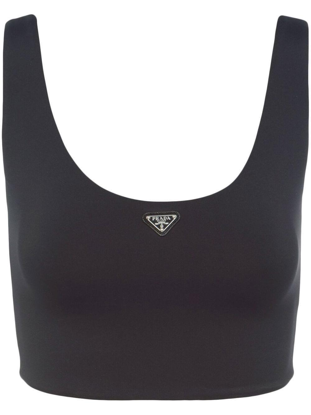 triangle-logo jersey crop top Product Image