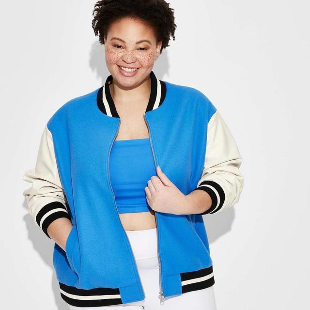 Womens Game Day Varsity Jacket - Wild Fable Light Blue 2X Product Image