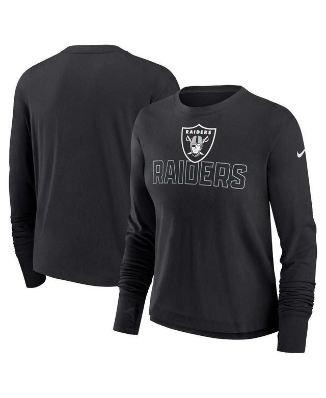 Womens Nike Black Las Vegas Raiders High Hip Performance Long Sleeve T-shirt Product Image