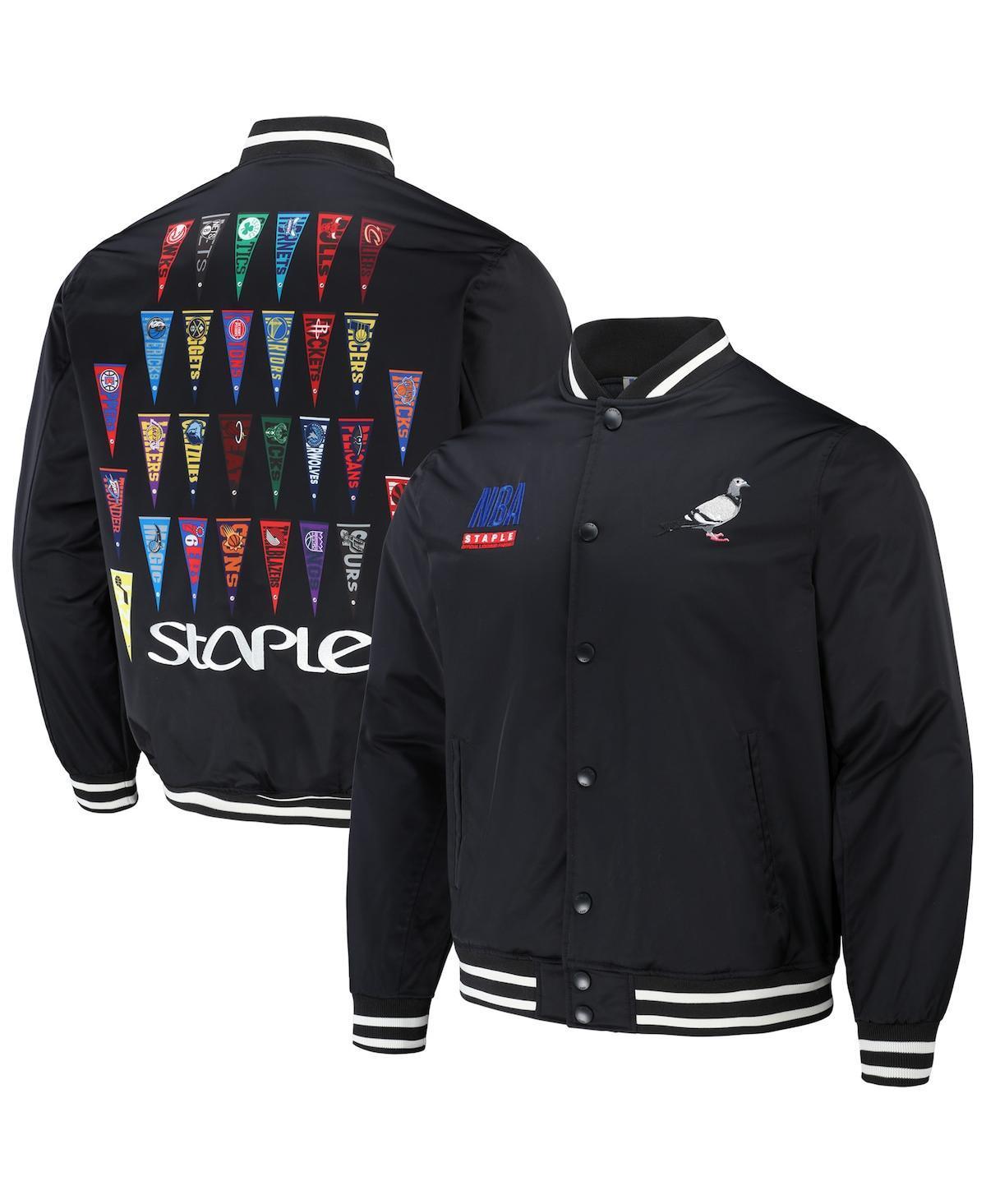 Staple Mens Nba Black All Teams Pennant Woven Full-Snap Jacket Product Image