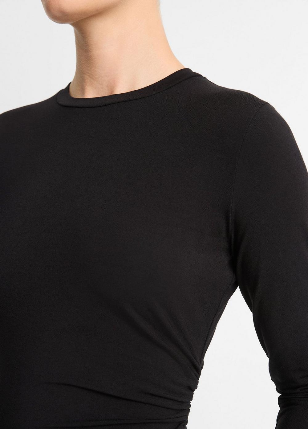 Draped Long-Sleeve Crew Neck Top Product Image