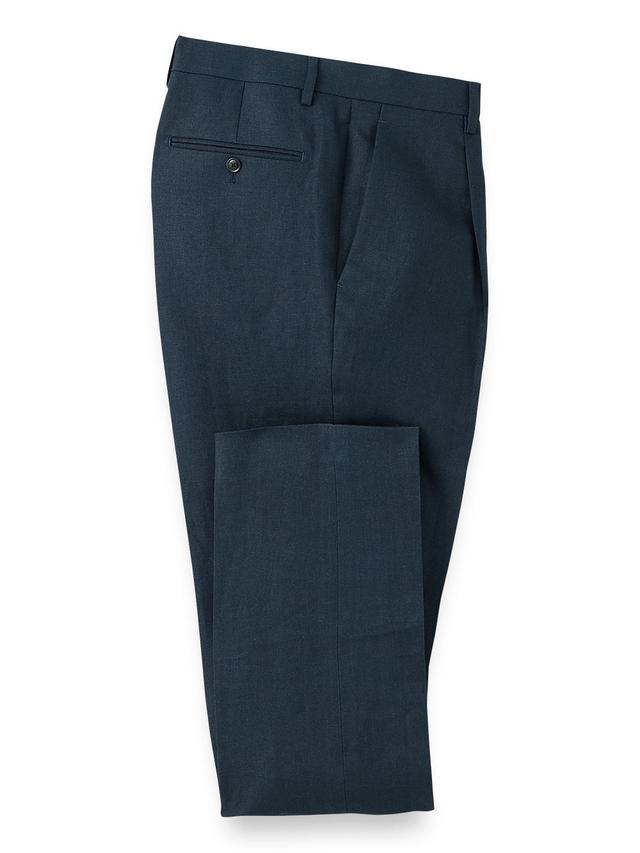 Linen Single Pleat Pants - Blue Product Image