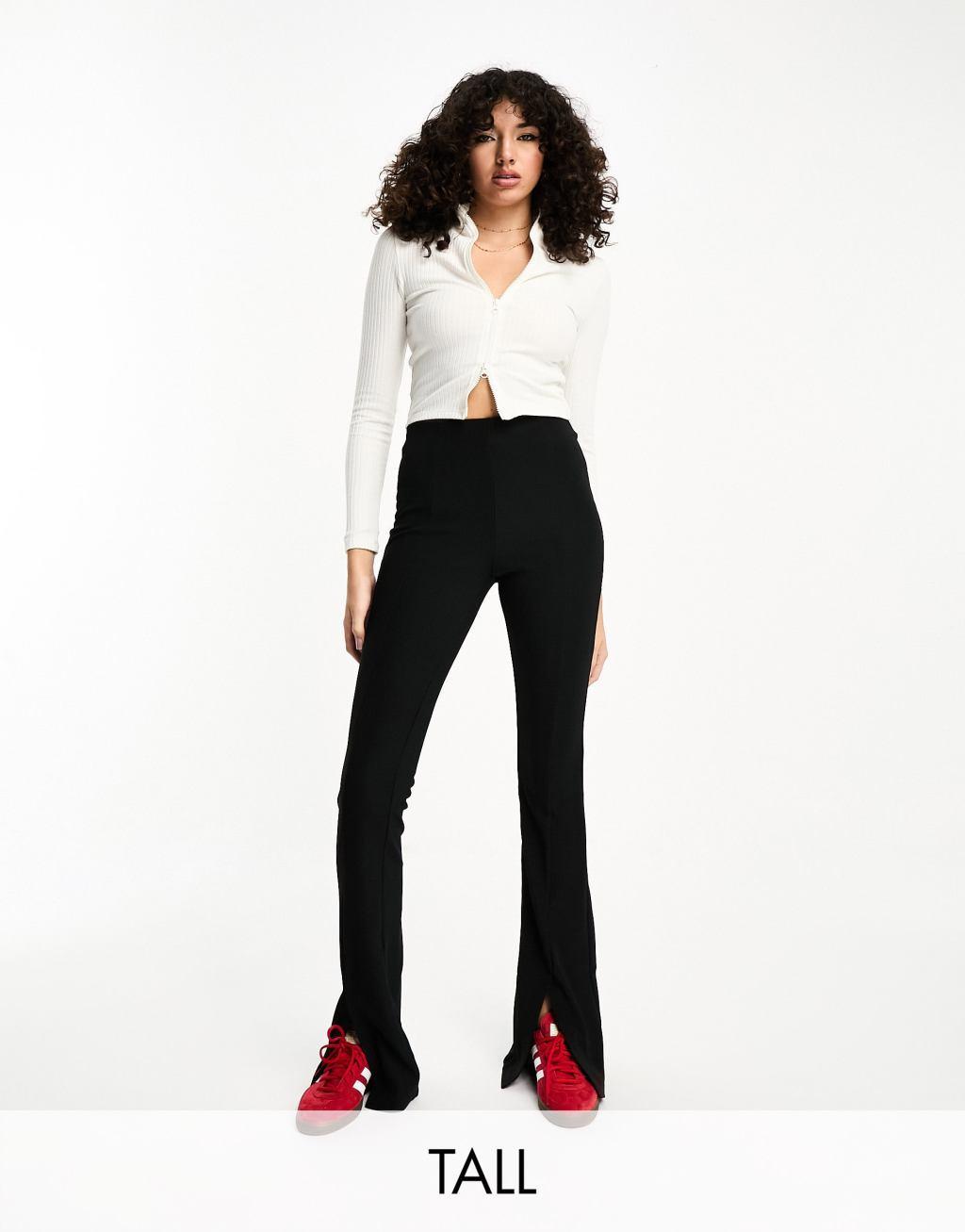 Only Tall high rise split front legging pants in black  Product Image