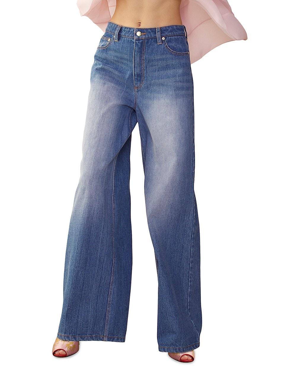 Womens High-Waisted Wide-Leg Jeans product image