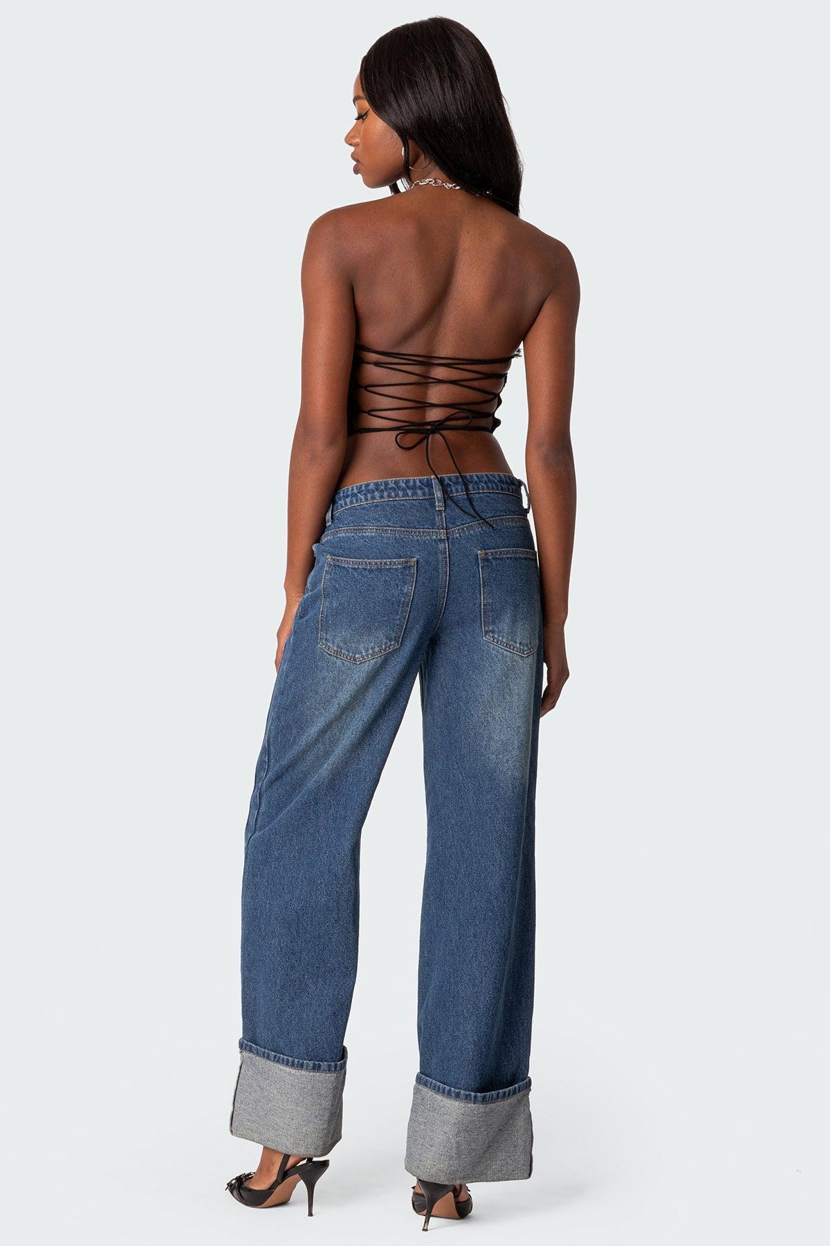 Hayley Lace Up Ruffle Tube Top Product Image