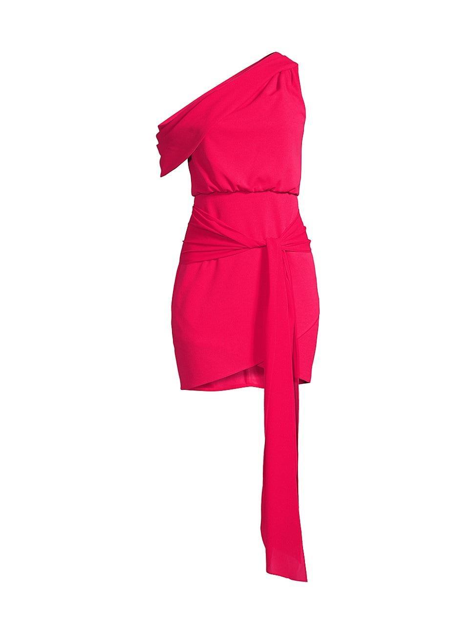 Womens Asymmetric Stretch Crepe Tie-Waist Minidress Product Image