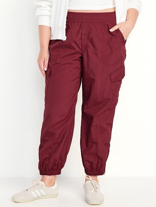 High-Waisted Ankle-Zip Cargo Joggers Product Image