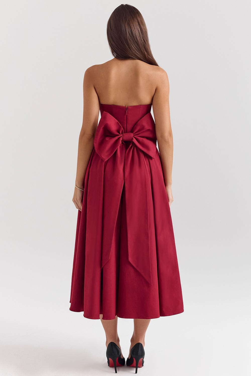 Pandora Berry Strapless Detachable Bow Midi Dress Product Image