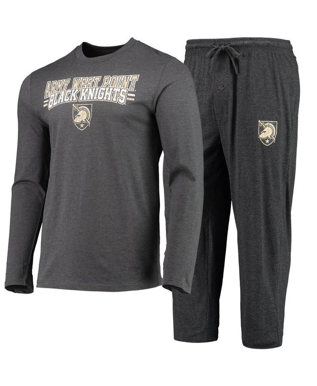 Mens Concepts Sport Black Distressed Army Black Knights Meter Long Sleeve T-shirt and Pants Sleep Set - Black Product Image