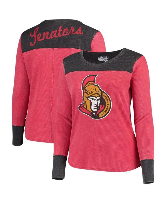 Womens Touch Red and Black Ottawa Senators Plus Size Blindside Tri-Blend Long Sleeve Thermal T-shirt - Red Product Image