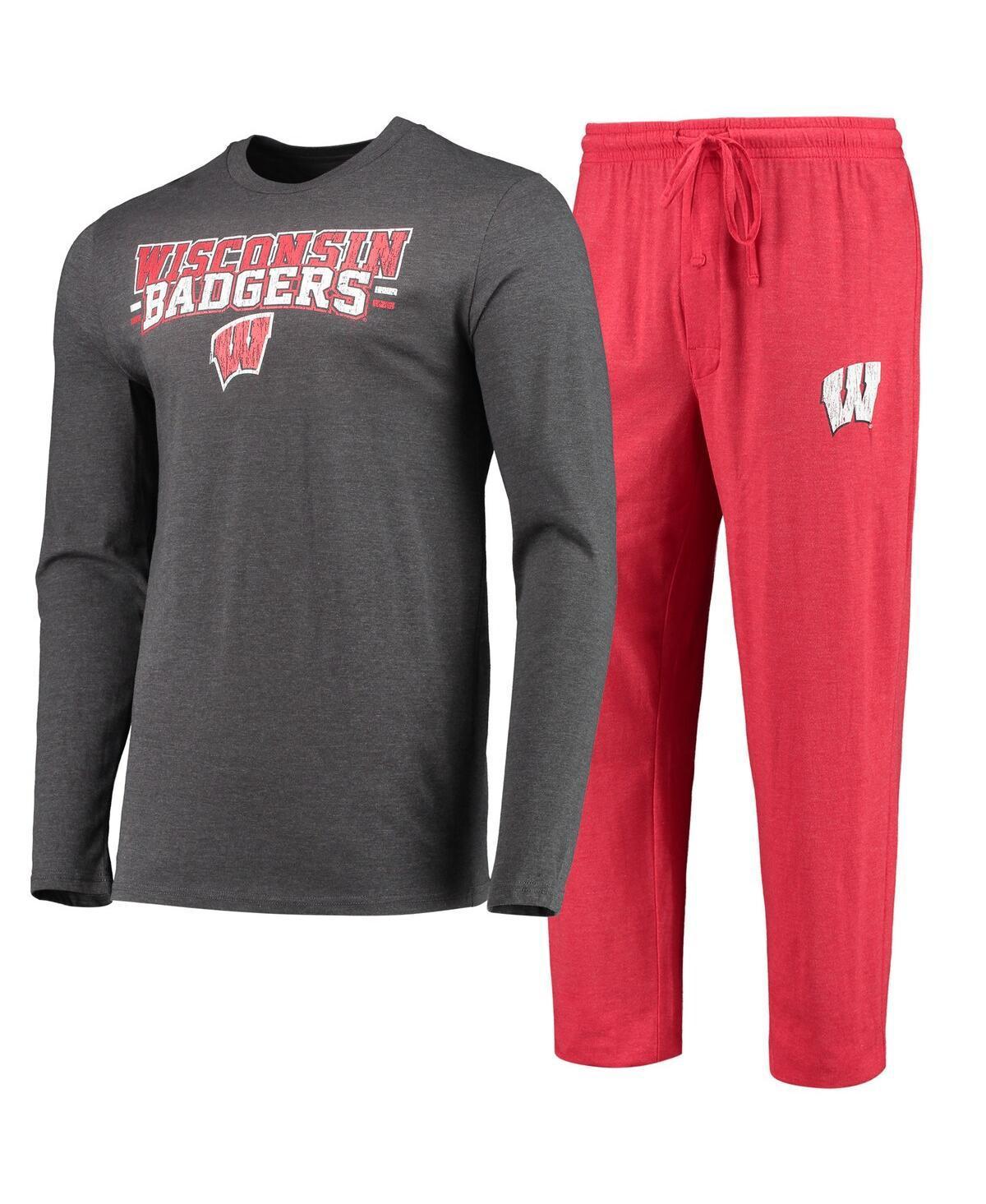 Mens Concepts Sport Red/Heathered Charcoal Wisconsin Badgers Meter Long Sleeve T-Shirt & Pants Sleep Set Product Image