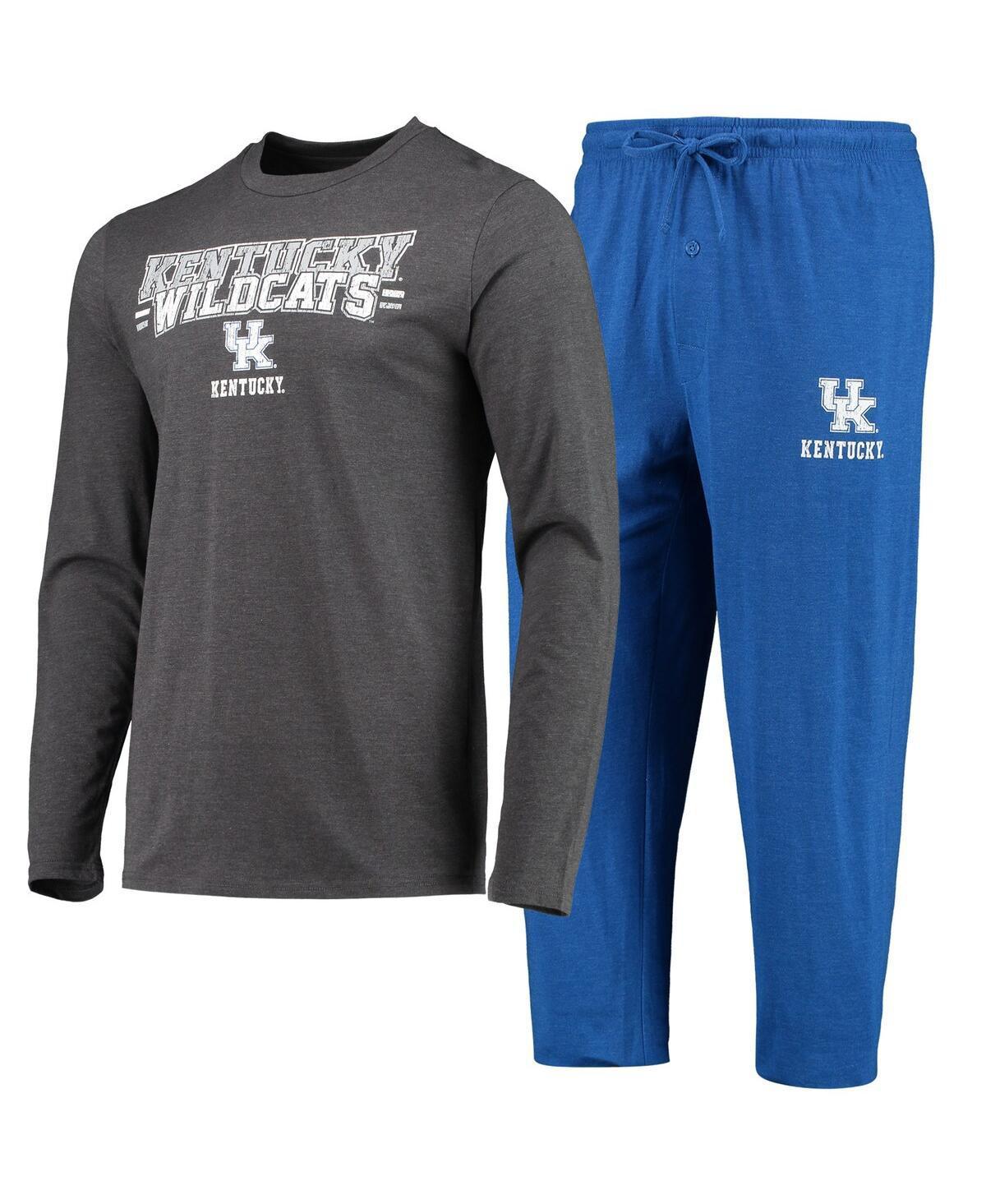 Mens Concepts Sport Royal/Heathered Charcoal Kentucky Wildcats Meter Long Sleeve T-Shirt & Pants Sleep Set Product Image