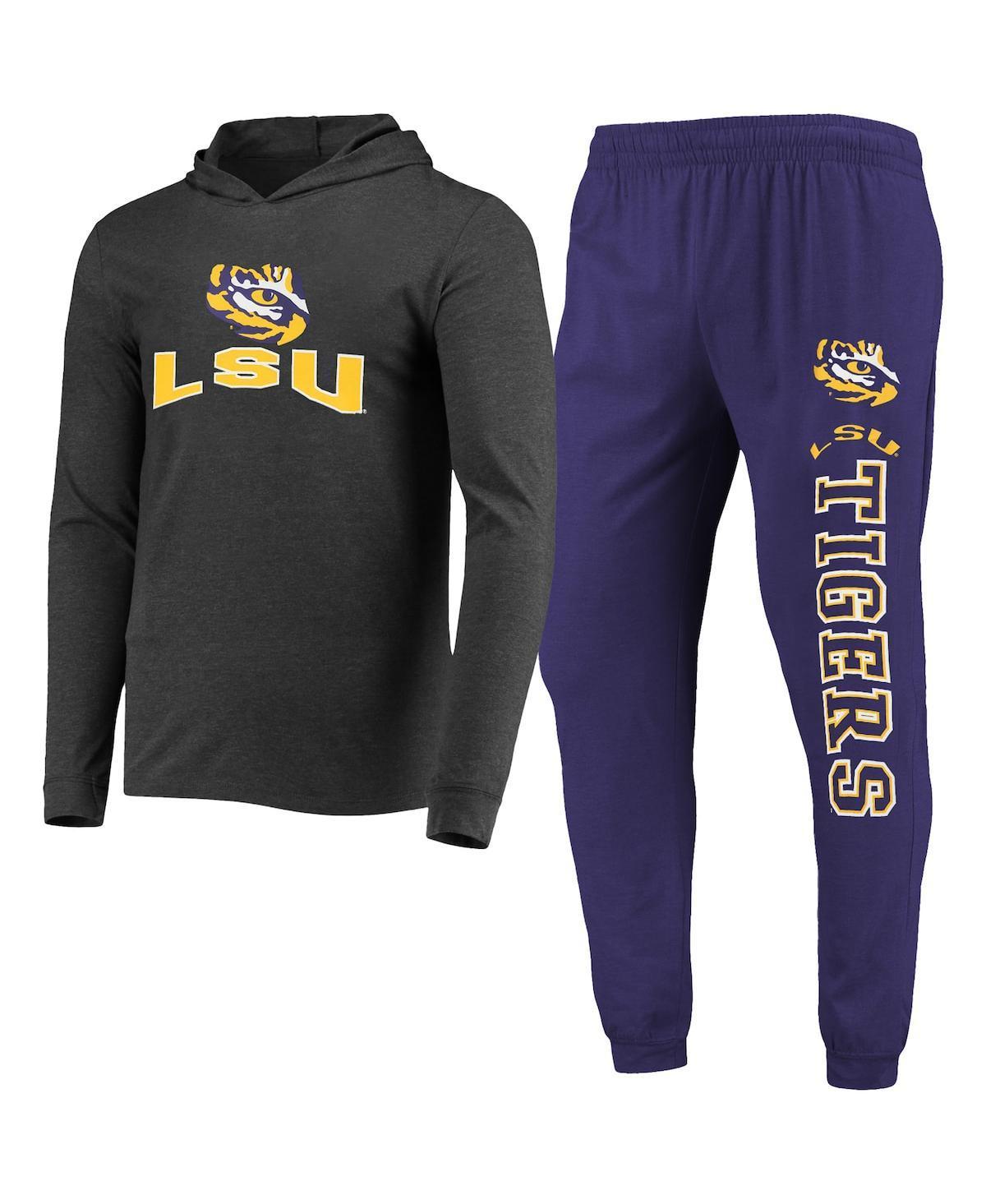 Mens Concepts Sport /Charcoal LSU Tigers Meter Long Sleeve Hoodie T-Shirt & Jogger Pants Set Product Image