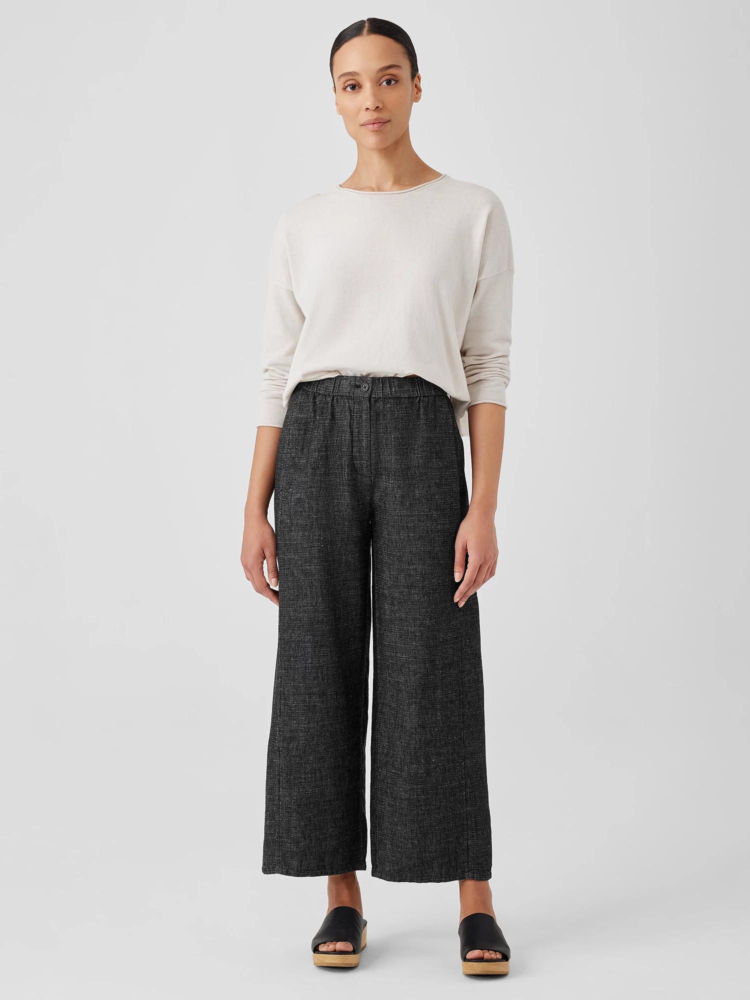 EILEEN FISHER Tweedy Hemp Cotton Wide-Leg Pantfemale Product Image