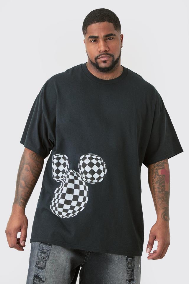 Plus Oversized Mickey Mouse License T-shirt in Black | boohooMAN USA Product Image