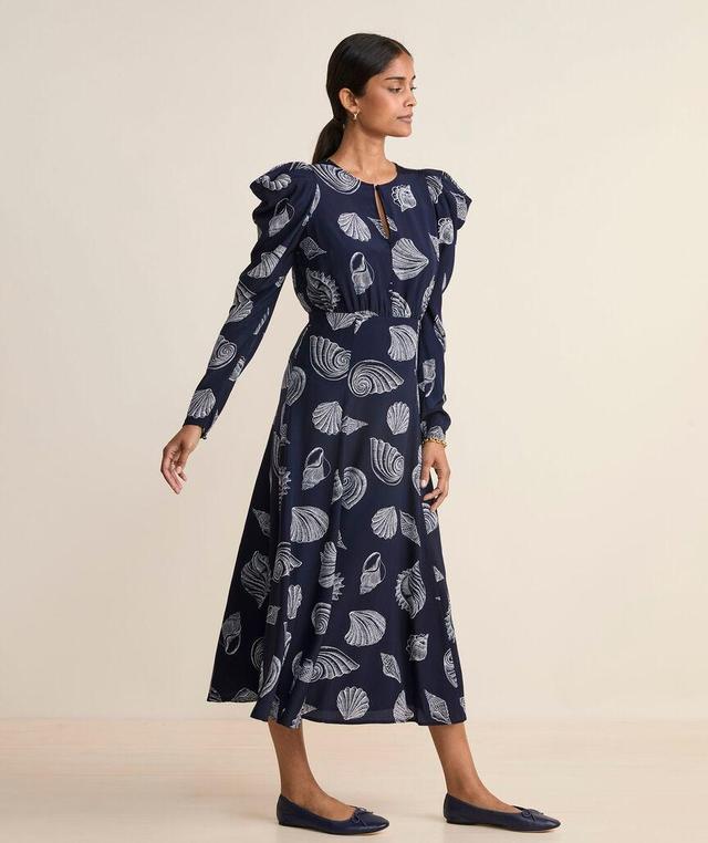 Puff-Sleeve Keyhole Midi Dress Product Image