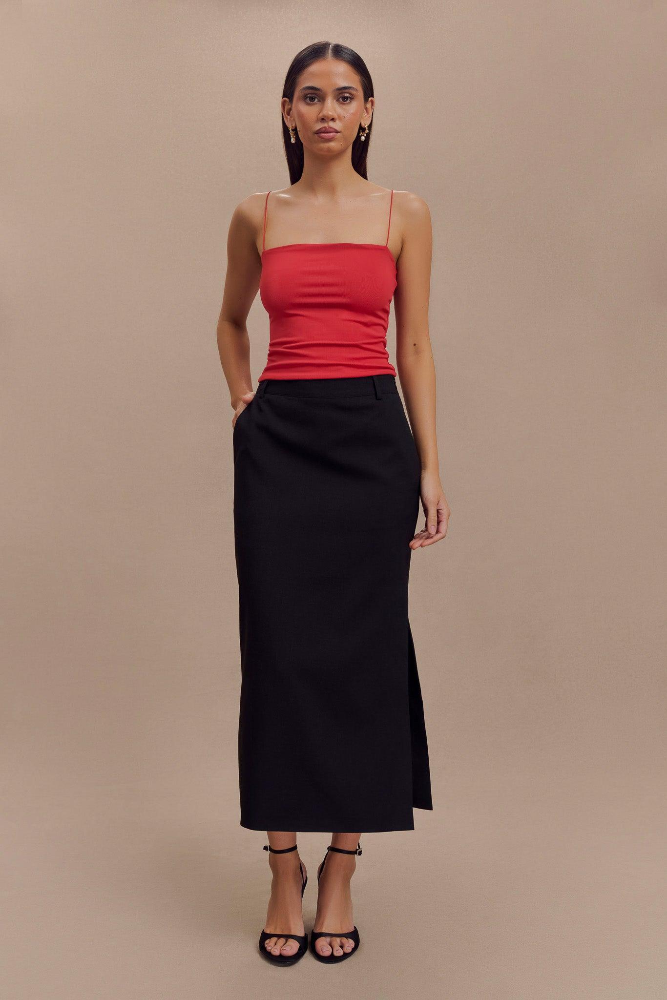 Ambrose Midi Skirt - Black Product Image