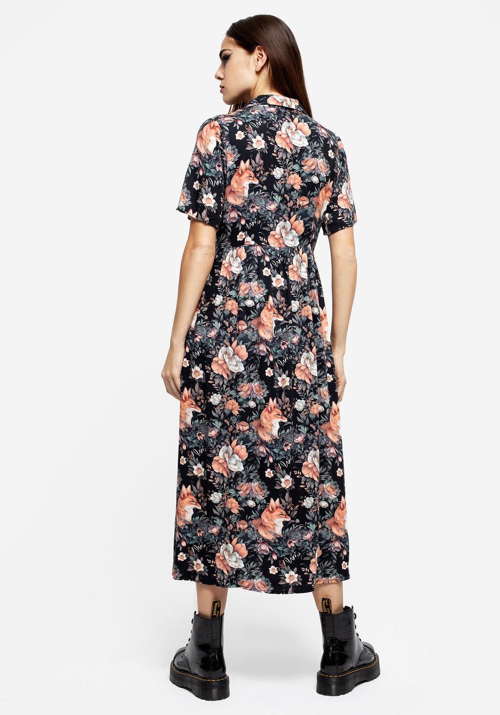 Reynard Fox Floral Print Midi Shirt Dress Product Image