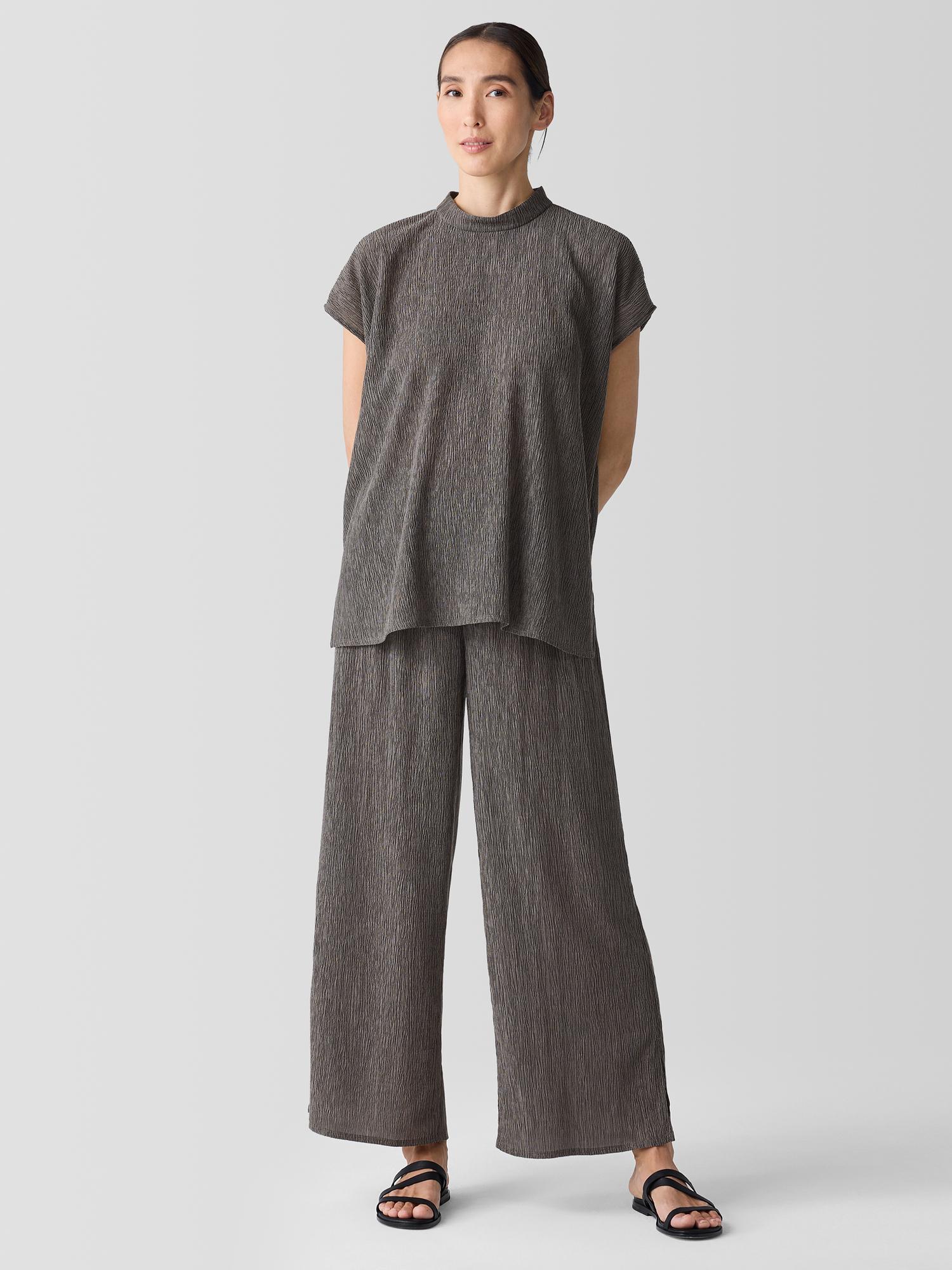 EILEEN FISHER Woven Plissé Wide-Leg Pantfemale Product Image