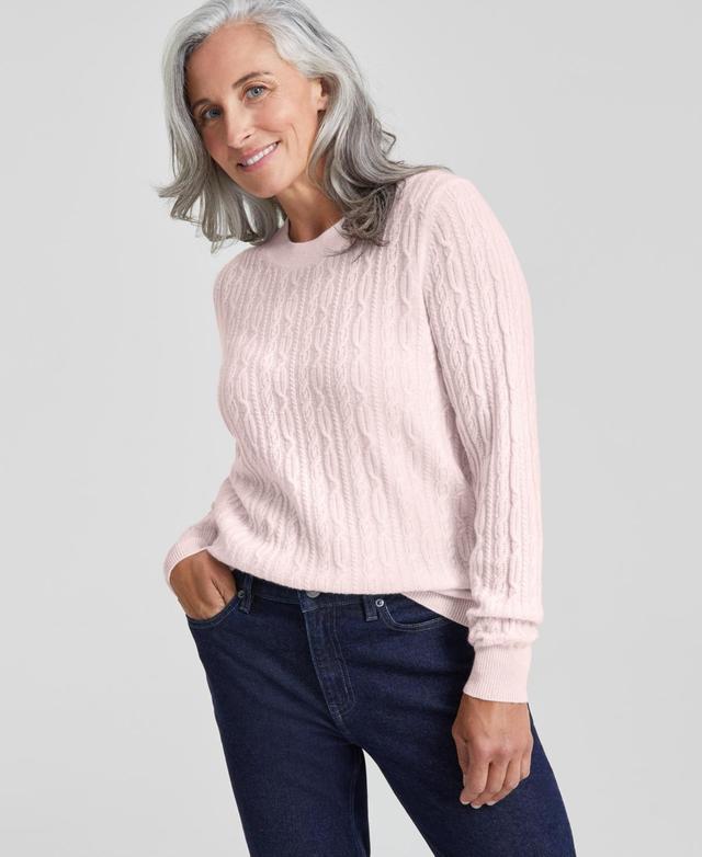 Charter Club Womens 100% Cashmere Cable-Knit Crewneck Sweater, Created for Macys Product Image