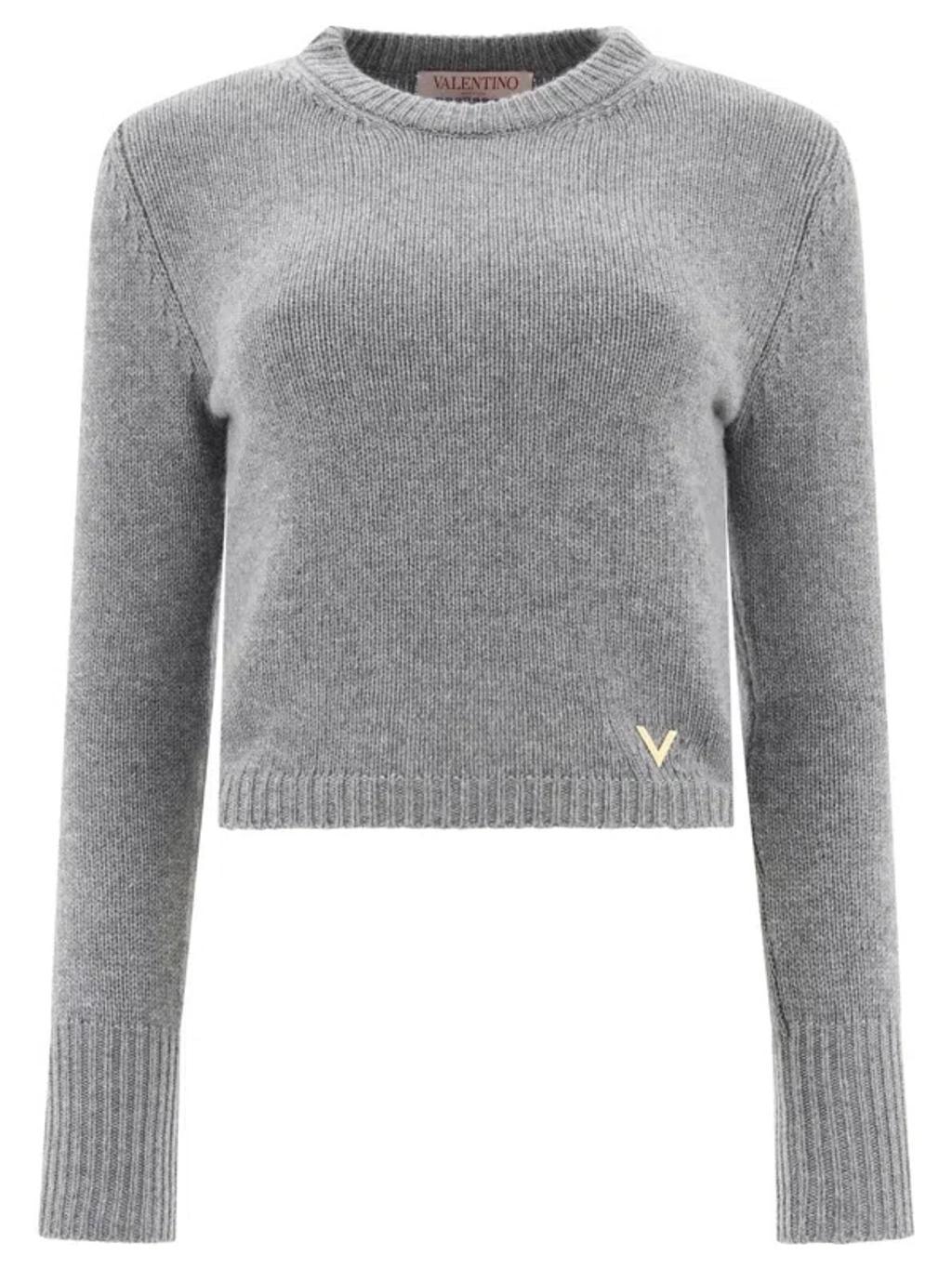 VALENTINO V Gold Sweater In Grey Product Image