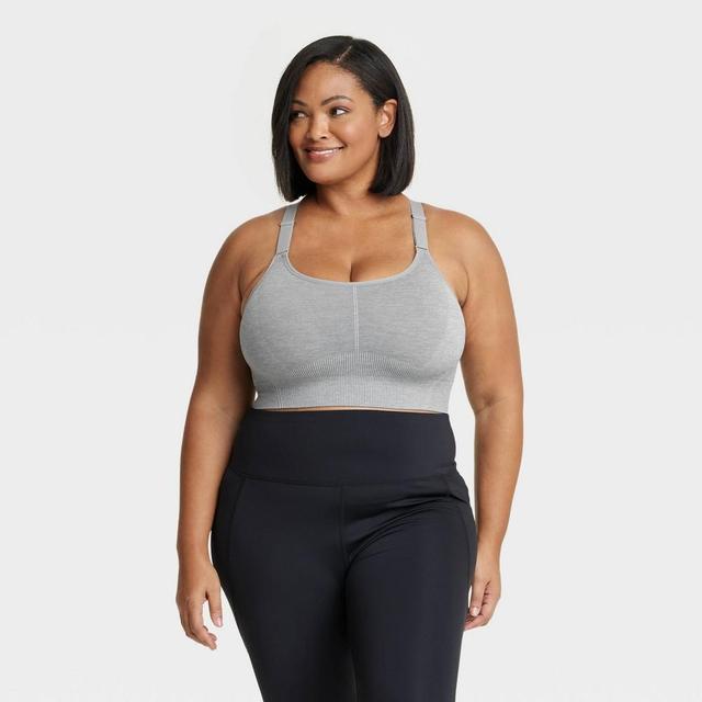 Womens Medium Support Seamless Cami Midline Sports Bra - All in Motion Heathered Gray XXL Product Image