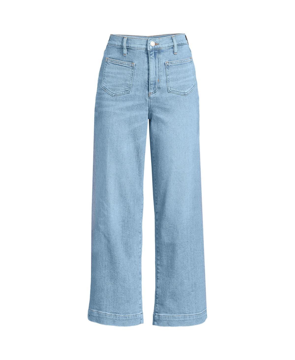 Lands End Womens Denim High Rise Patch Pocket Crop Jeans Product Image