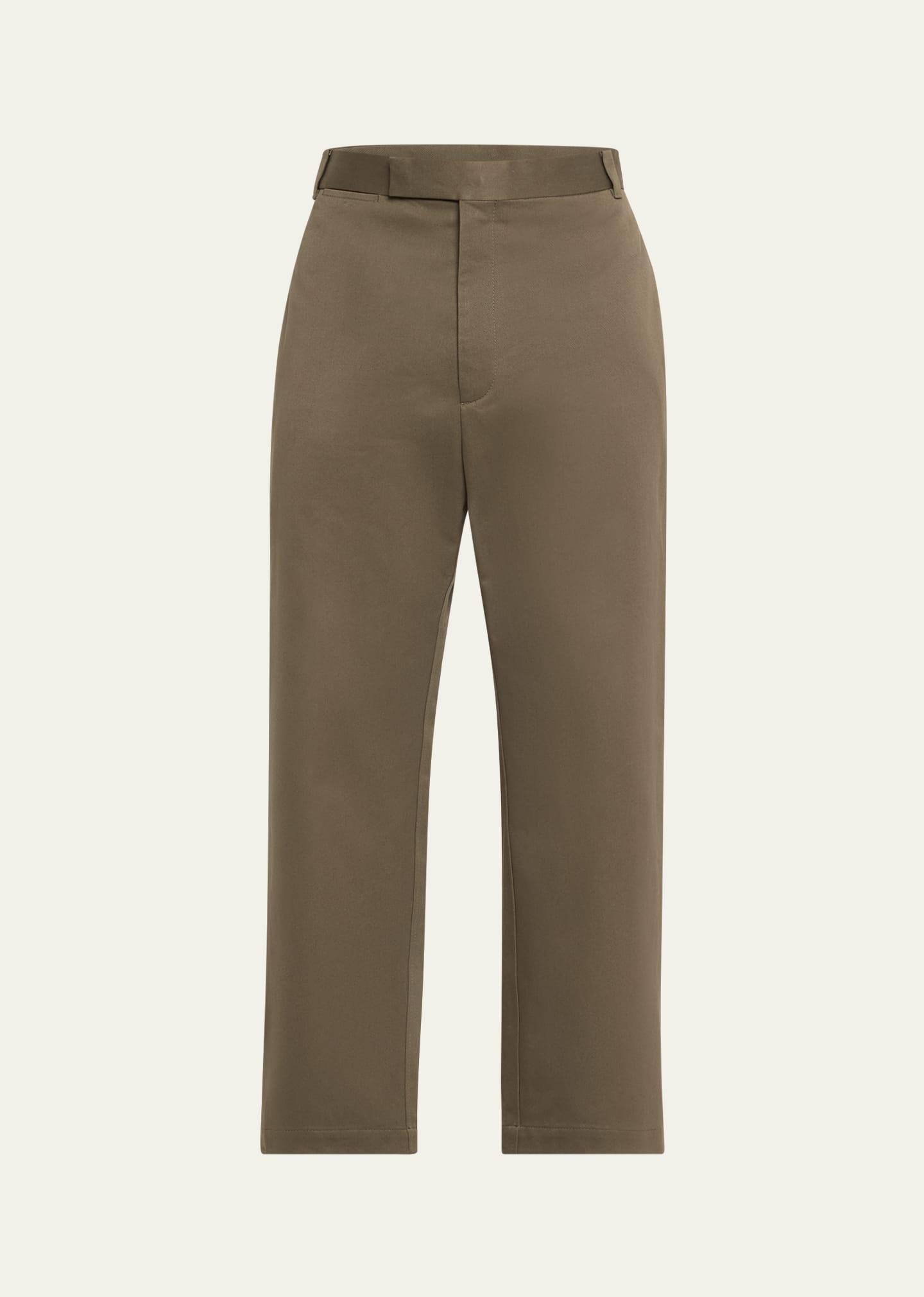 Mens Cotton Twill Straight-Leg Trousers Product Image