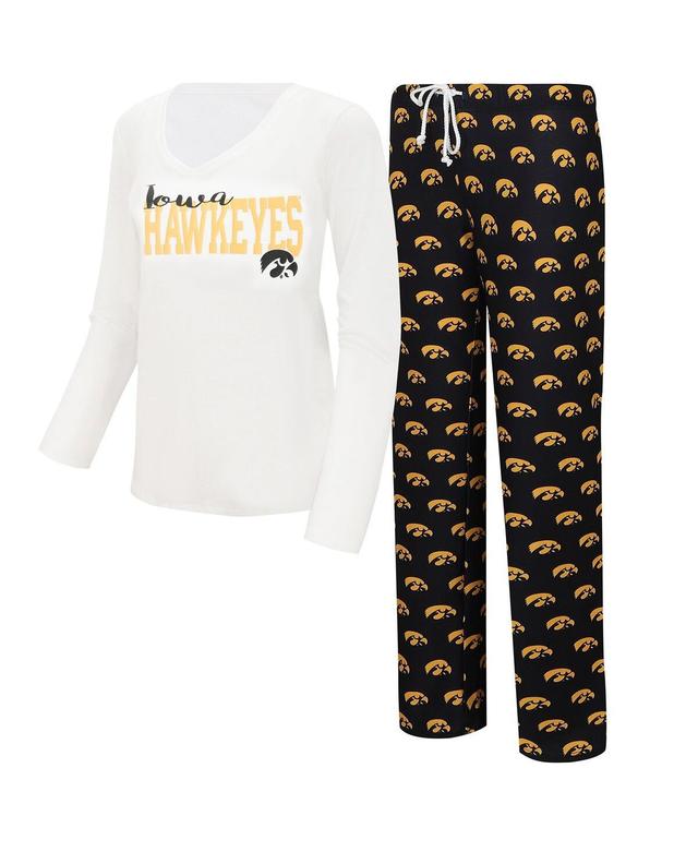 Womens Concepts Sport /Black Iowa Hawkeyes Long Sleeve V-Neck T-Shirt & Gauge Pants Sleep Set Product Image