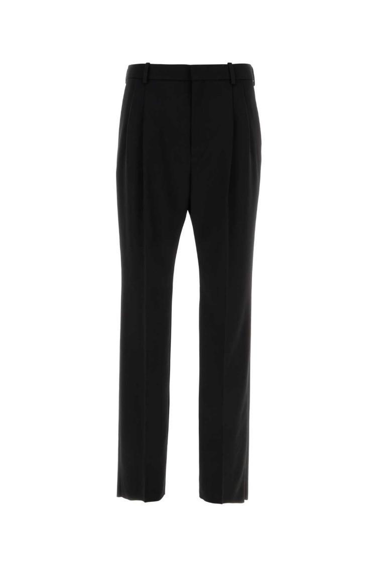 Horsebit Low-rise Straight Velvet Pants In Black Product Image