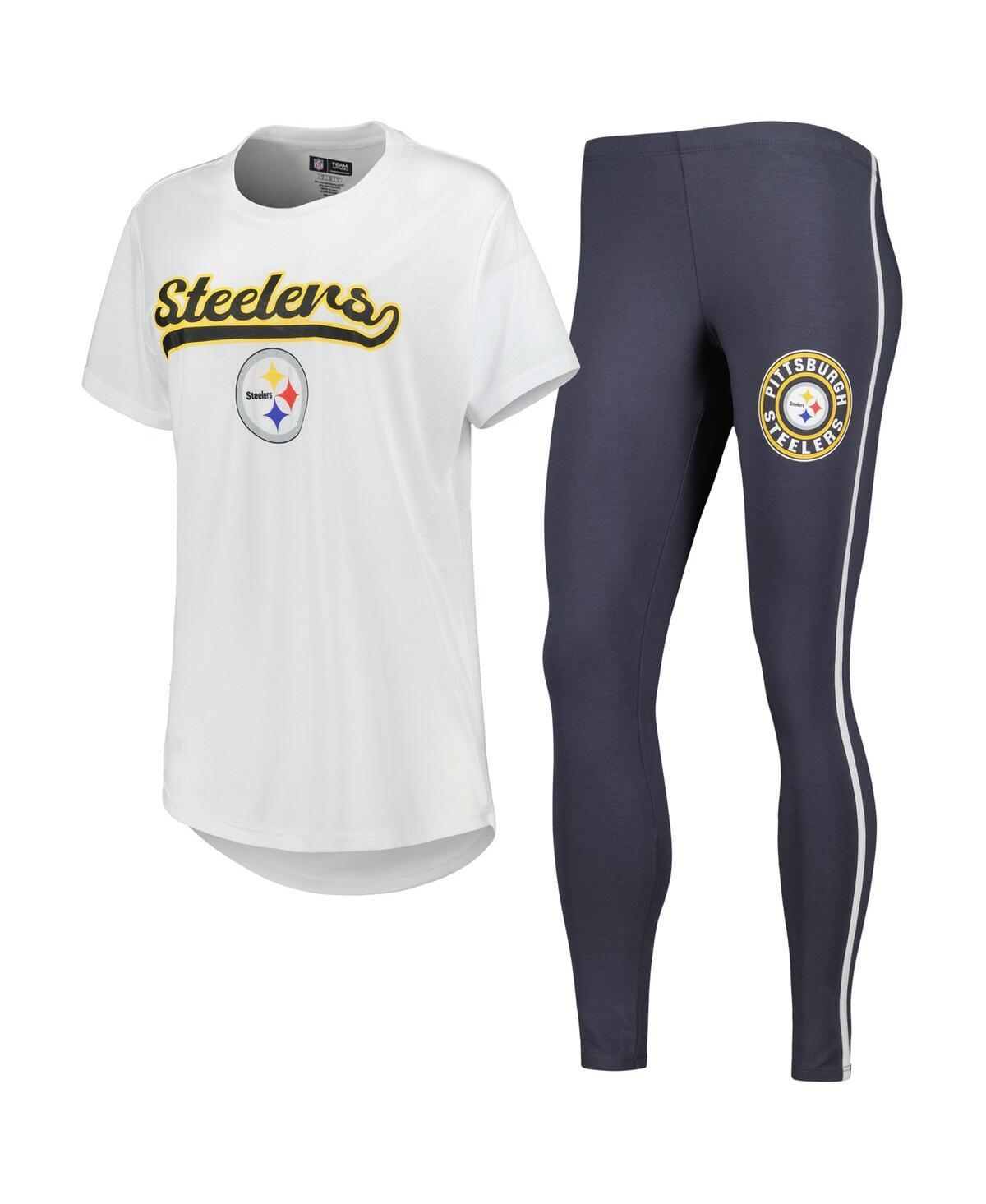 Womens Concepts Sport /Charcoal Pittsburgh Steelers Sonata T-Shirt & Leggings Sleep Set Product Image