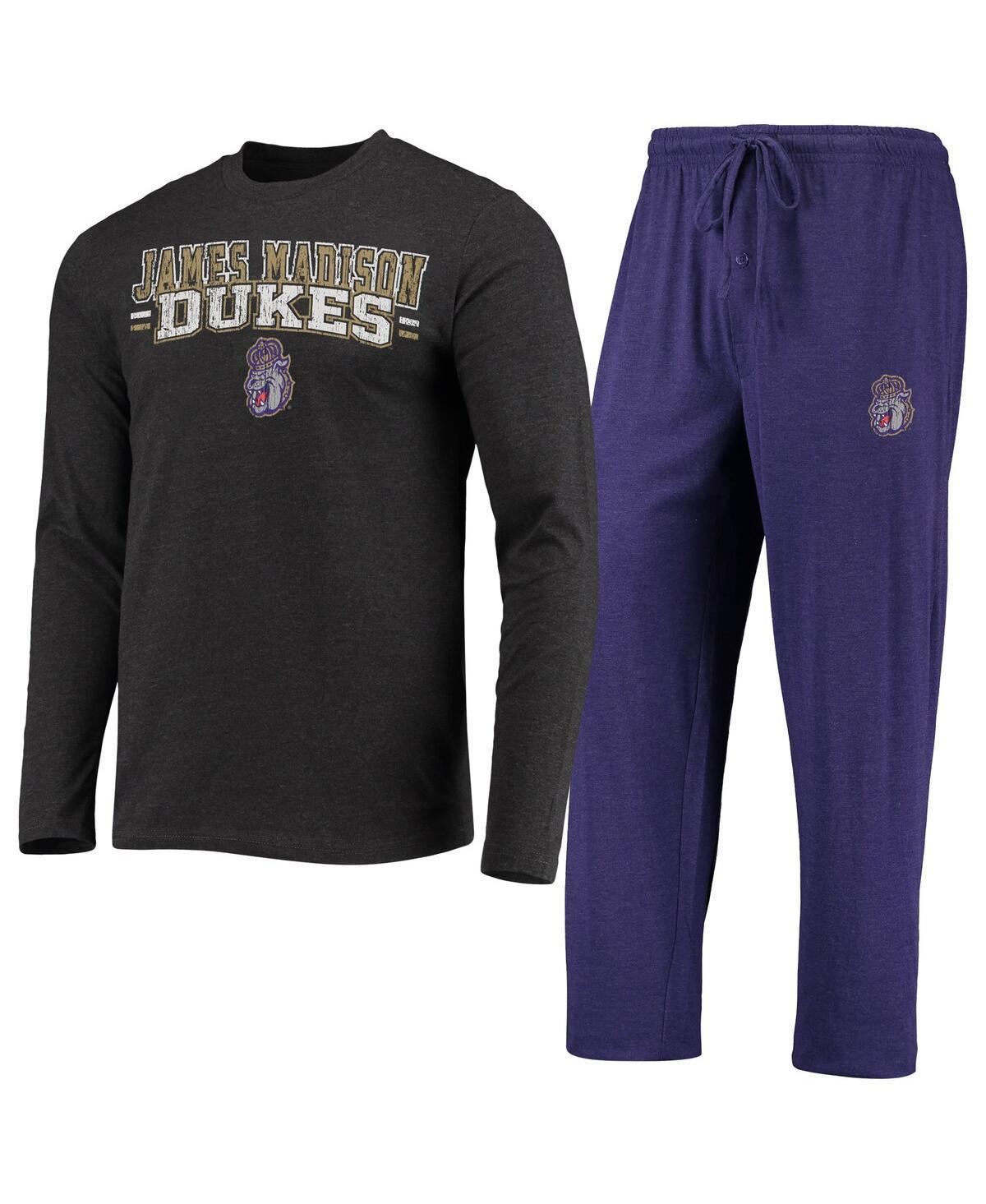 Mens Concepts Sport Purple/Heathered Charcoal James Madison Dukes Meter Long Sleeve T-Shirt & Pants Sleep Set Product Image