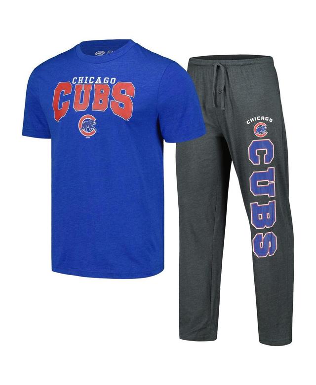 Mens Concepts Sport /Royal Chicago Cubs Meter T-Shirt & Pants Sleep Set Grey Product Image