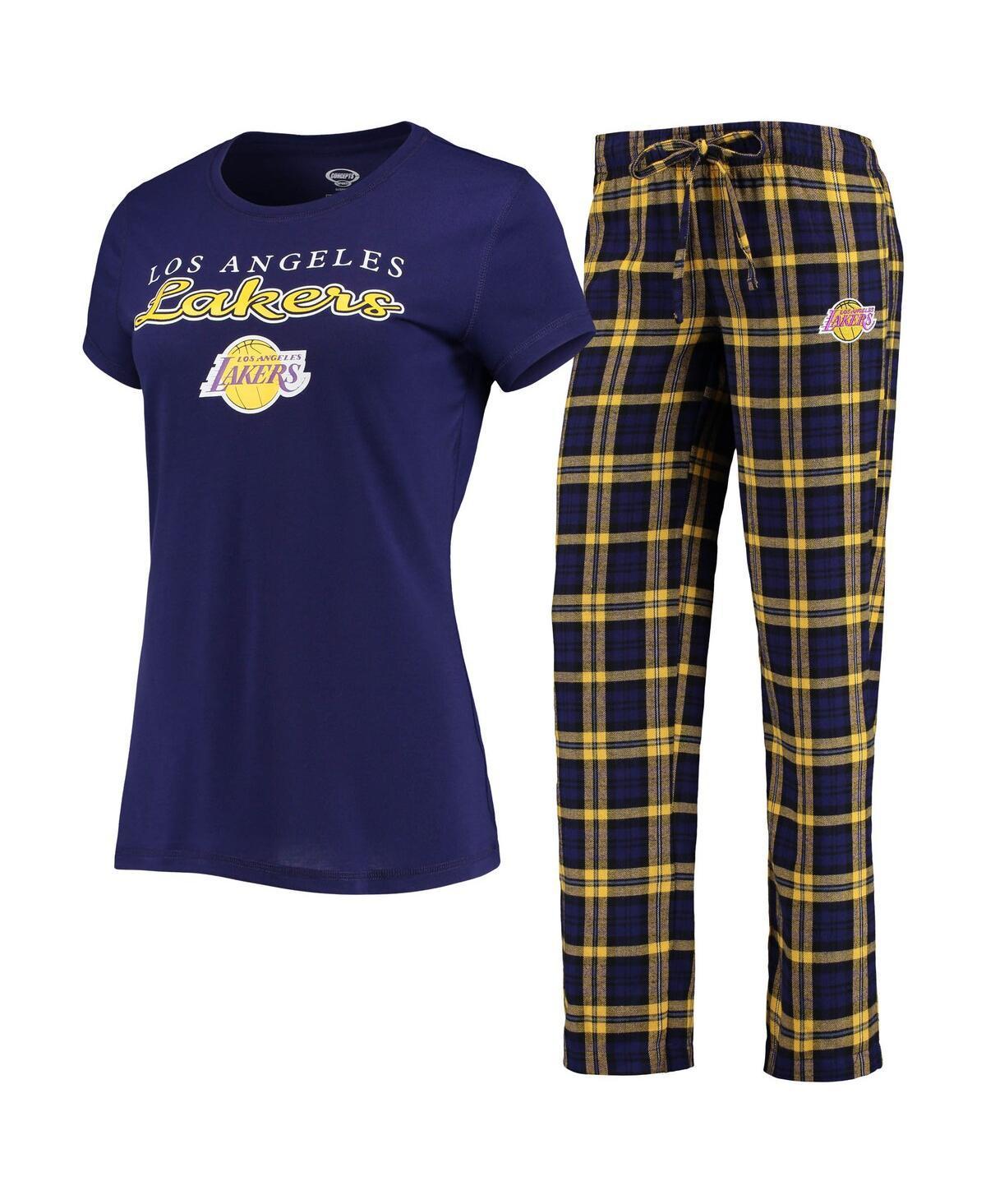 Womens Purple Los Angeles Lakers Lodge T-shirt and Pants Sleep Set - Purple Product Image