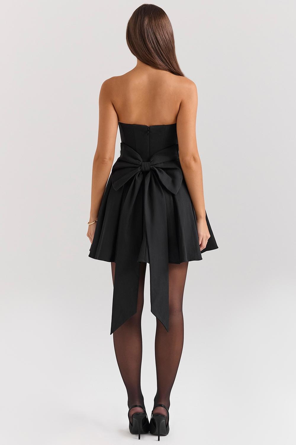 Emmanuela Black Strapless Detachable Bow Mini Dress Product Image