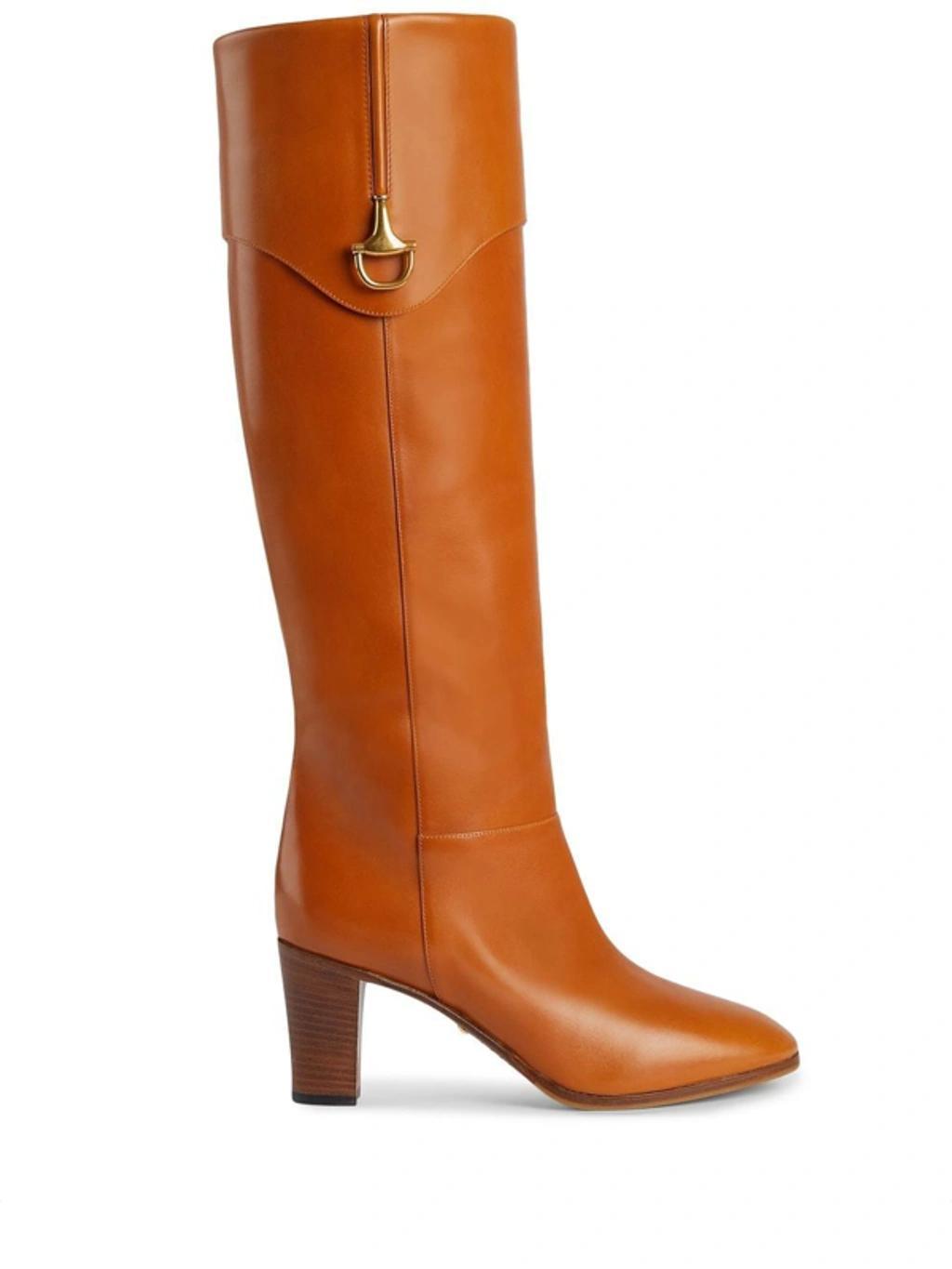 Horsebit 75 Leather Knee-high Boots In Camel Product Image