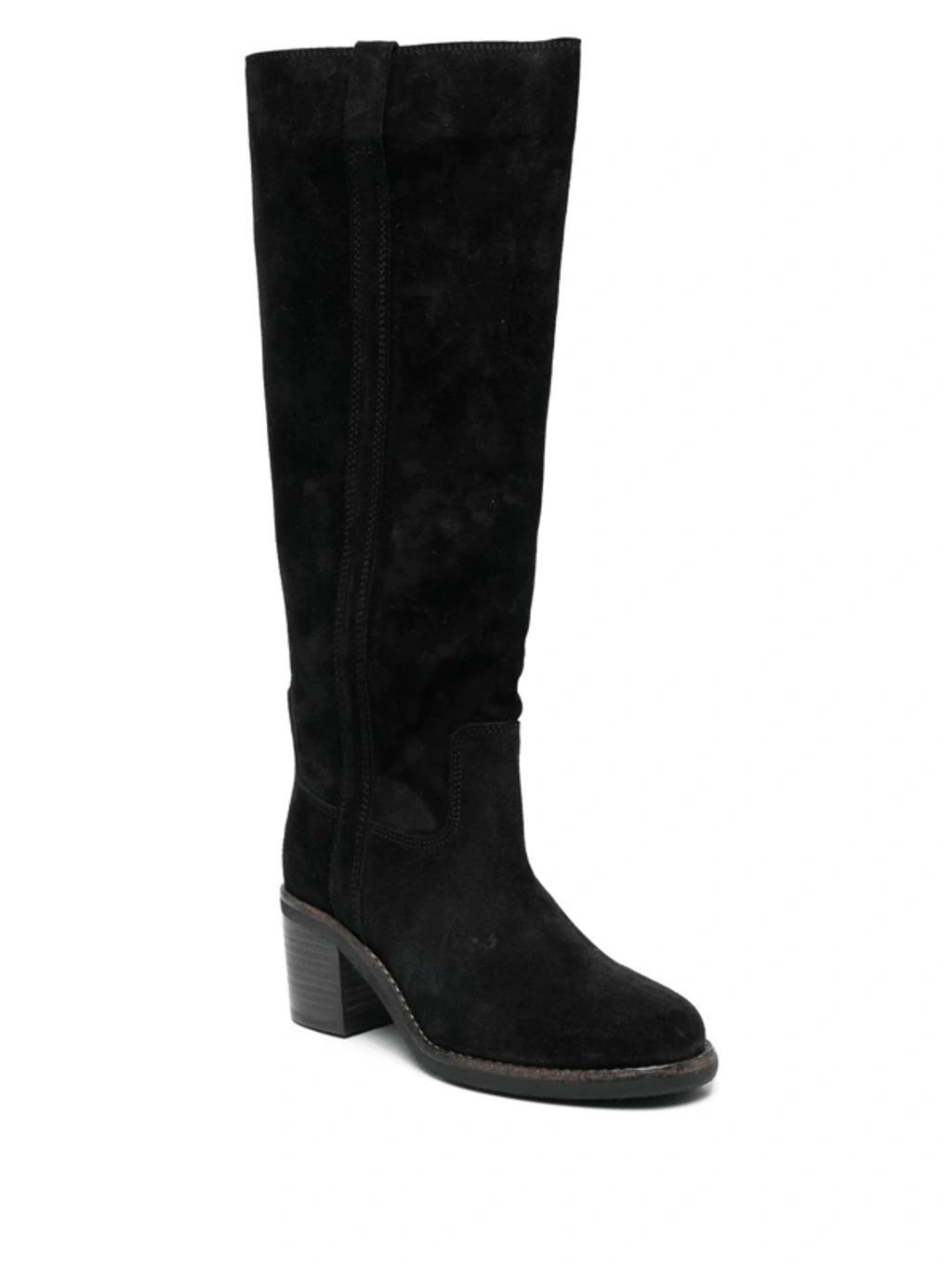 55mm Knee-high Suede Boots In Black Product Image