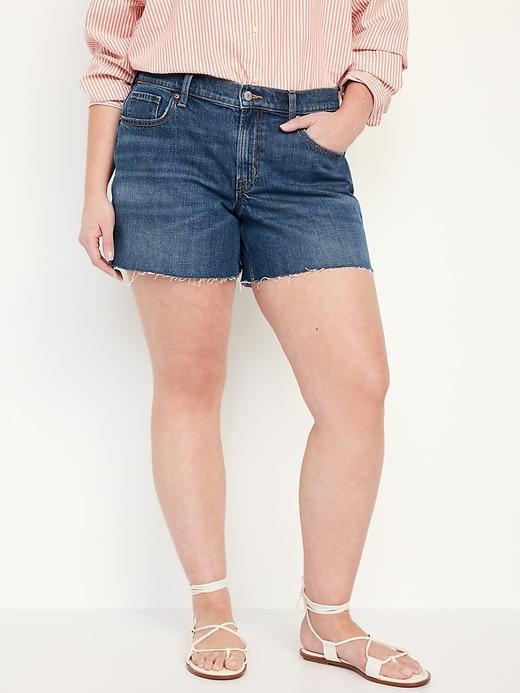 Mid-Rise Boyfriend Cut-Off Jean Shorts -- 5-inch inseam Product Image