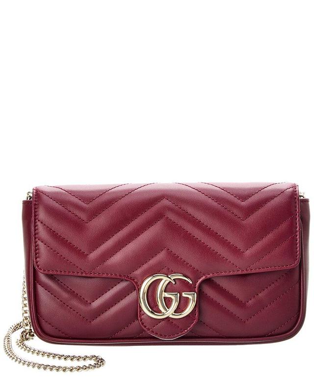 Gg Marmont Mini Leather Shoulder Bag In Red Product Image